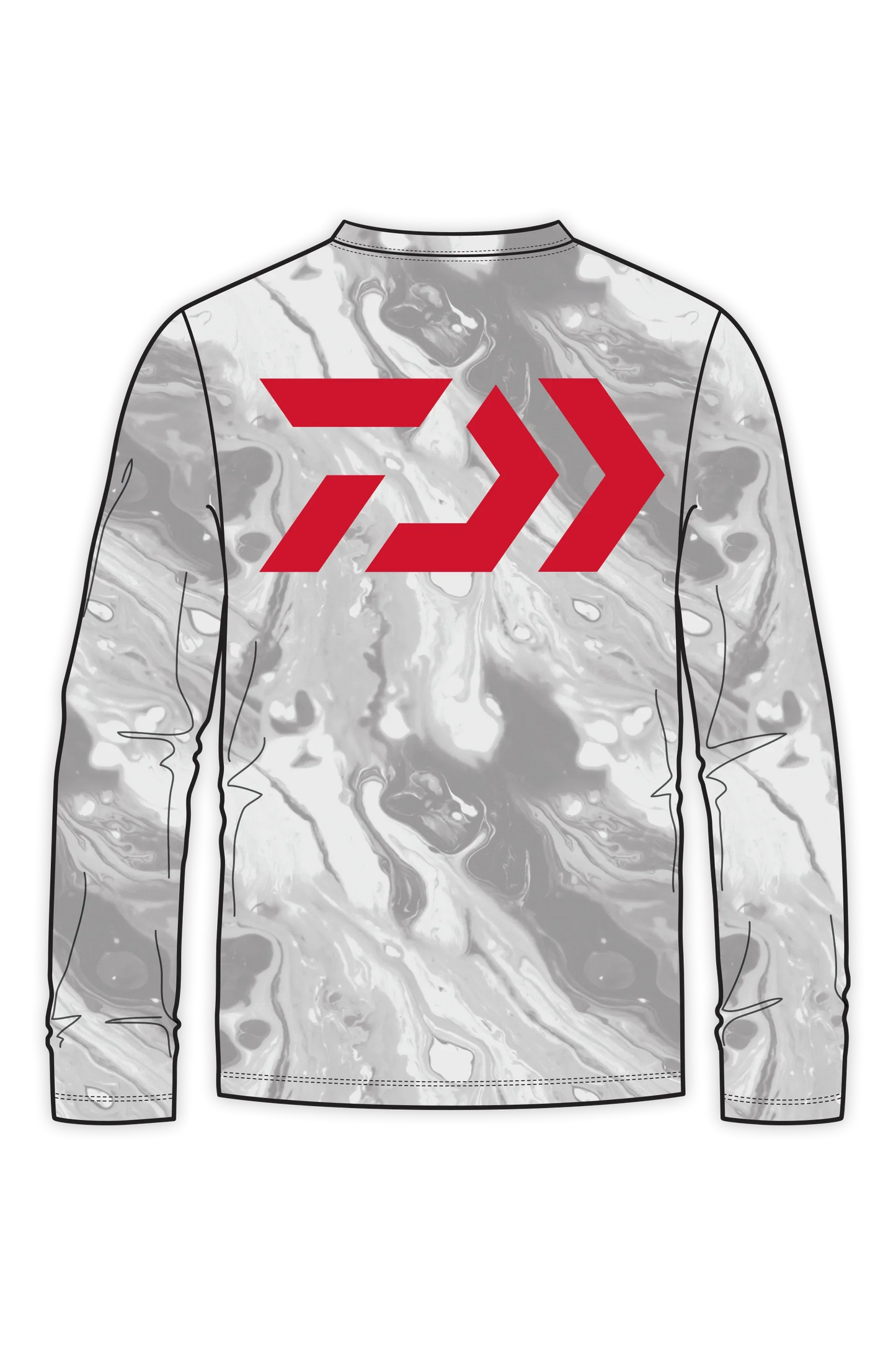 D-Vec Snow Camo Red Logo Ls Perf Sunshirt