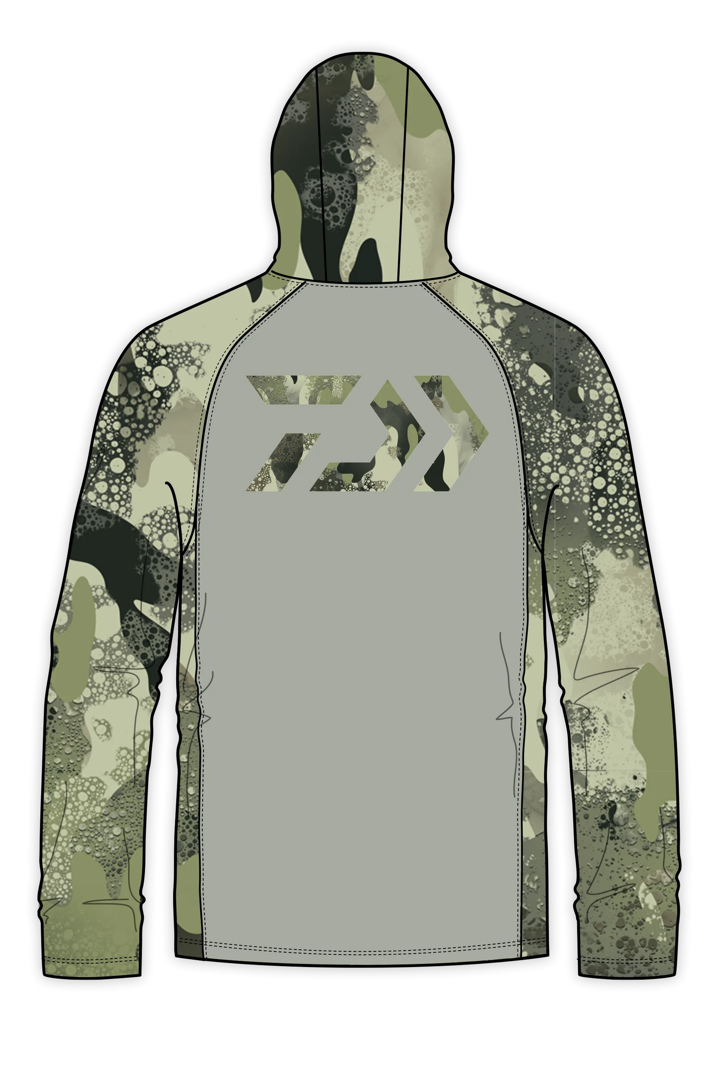 D-Vec Grey With Woods Camo Logo Ls Hd Sunshirt