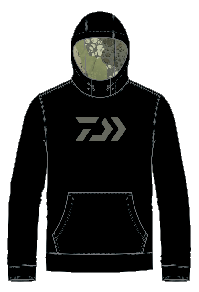 D-Vec Black Hoodie with Moss Green Front & Woods Camo D-Vec Back