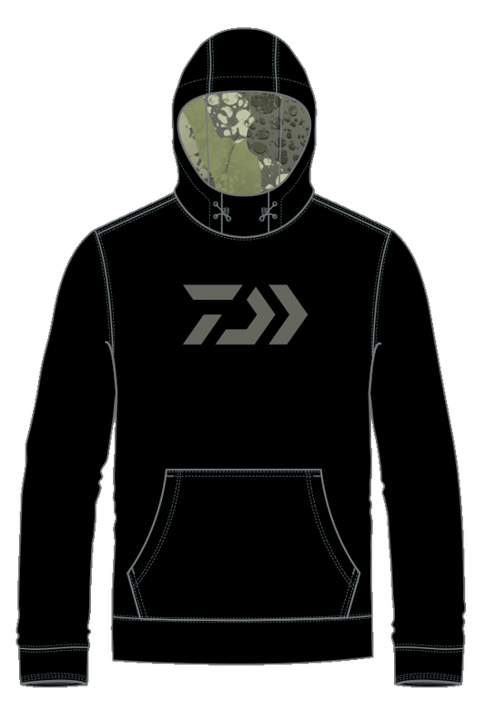 D-Vec Black Hoodie with Moss Green Front & Woods Camo D-Vec Back