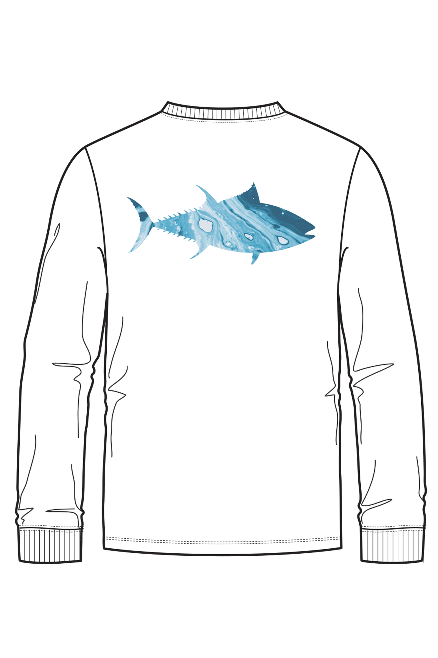 D-Vec Tuna Fish Logo Wht Ls T-Shirt